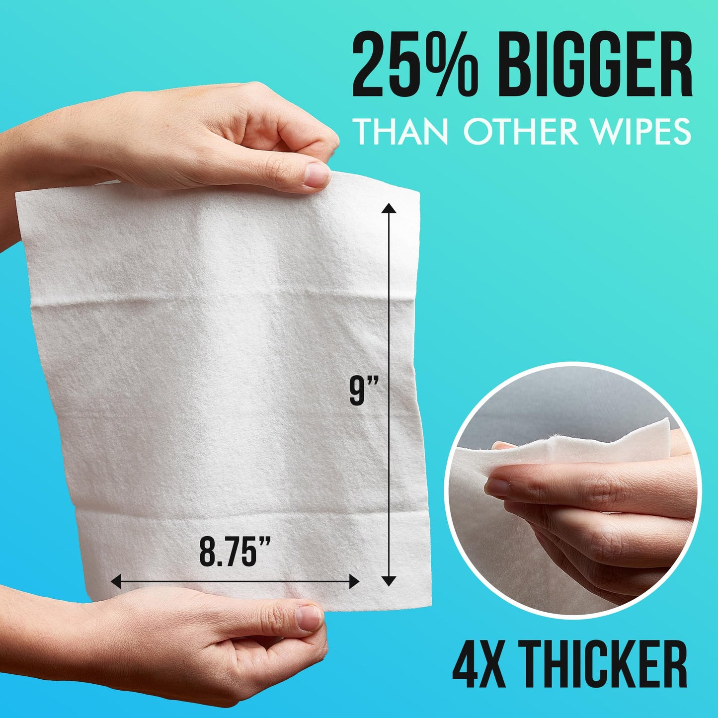 Extra Large Bath Wipes for Adults Bathing No Rinse - Disposable Body Cleansing Wipes for Men, Women & Elderly - Great for Gym, Camping, Post Surgery - Shower Wipes - 80 Count