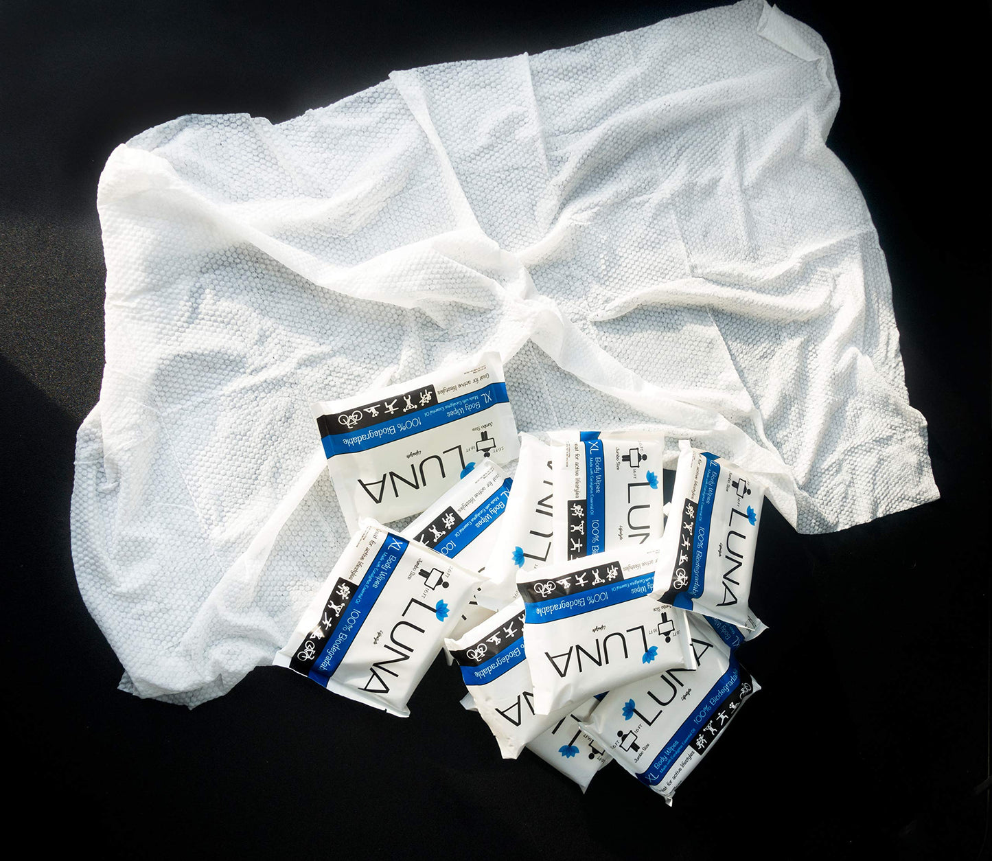 XL Wet Wipe Cleansing Body Wipes All Natural - 10 Pack Individual Pouches - Gentle & Unscented - No Rinse Bathing and Shower Wipe - Great for After Workout, Camping, Travel, Yoga, Gym