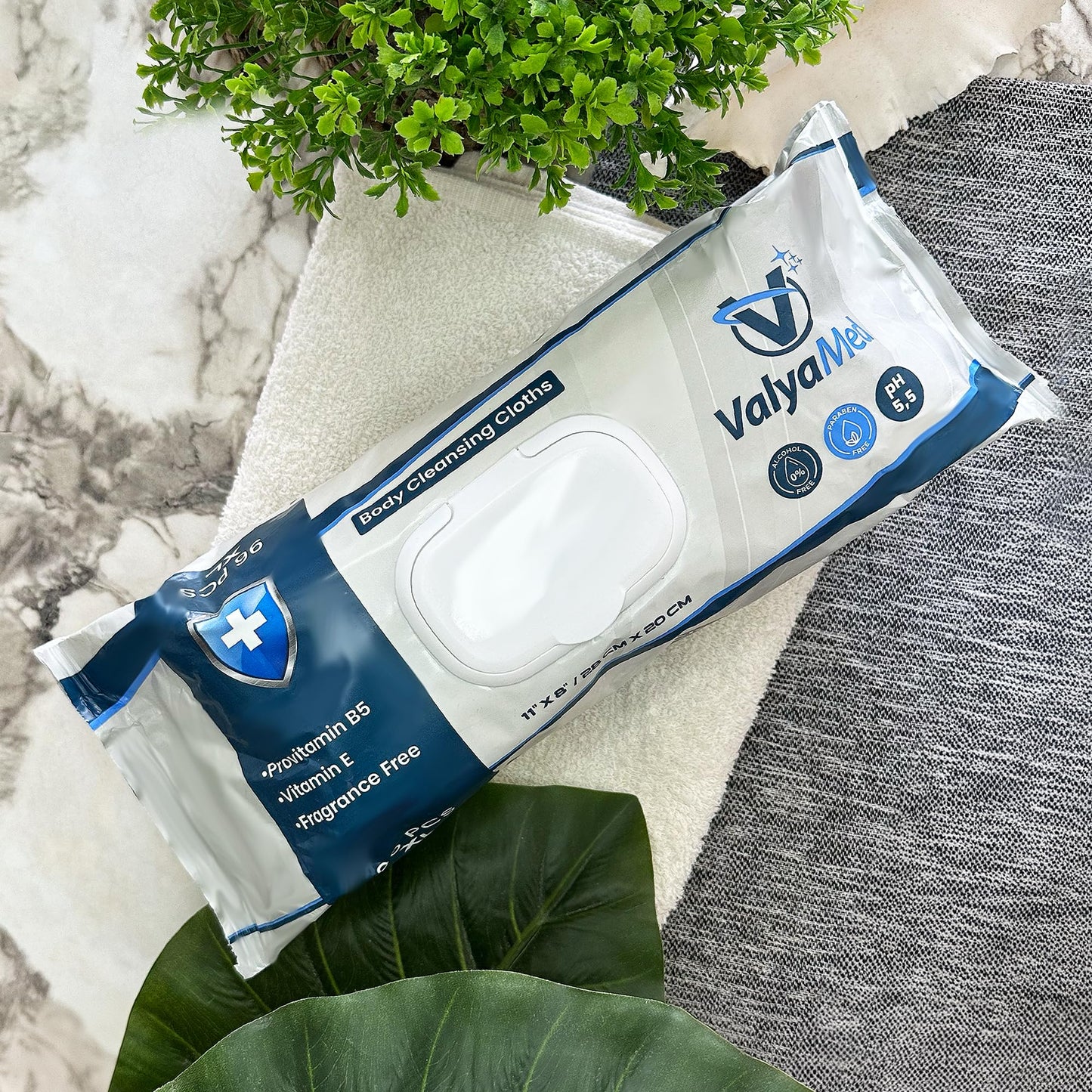 ValyaMed Body Wipes for Adults, XL Body Wipes, Adult Wipes for Elderly, Alcohol-Free Incontinence Wipes, Paraben Free, Fragrance-Free, Vitamin E, Provitamin B5-11'' x 8'' (96 Count)